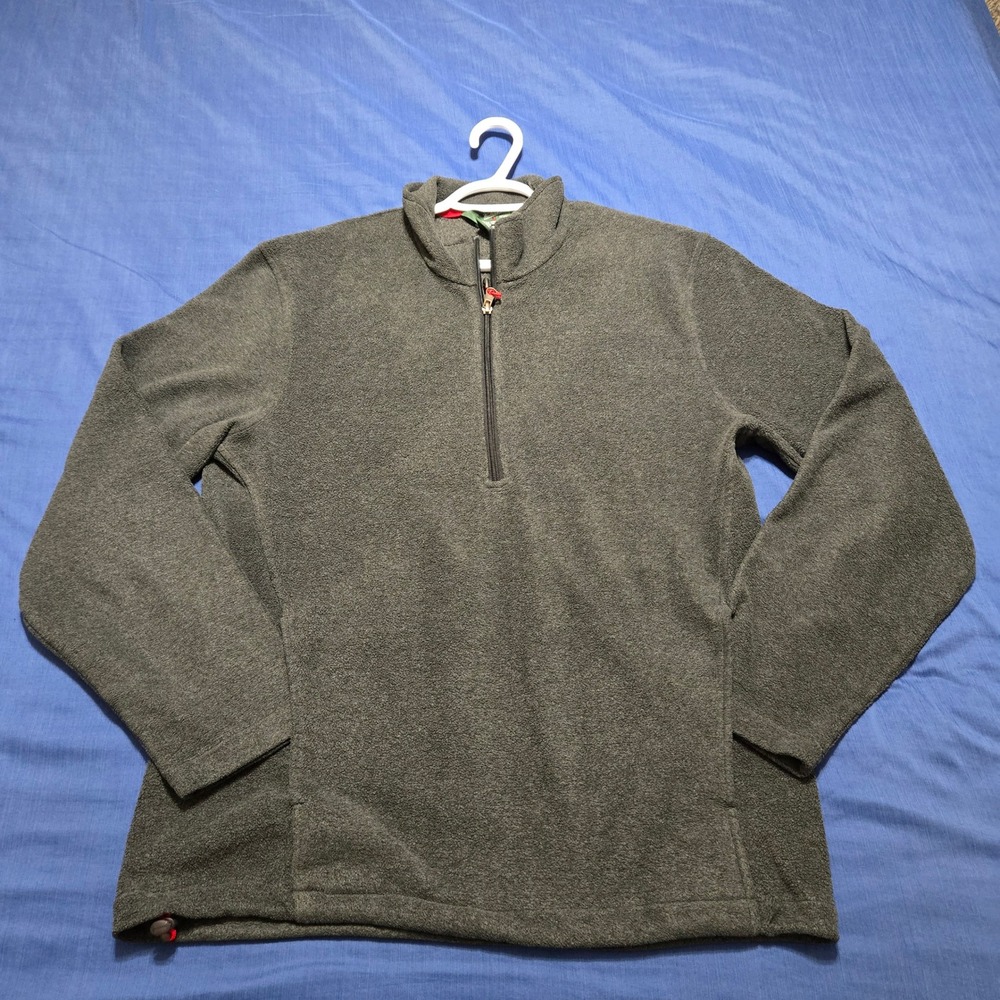 Woolrich Fleece Pullover Mens M Grey Excellent Quarter Zip Mock Neck Casual